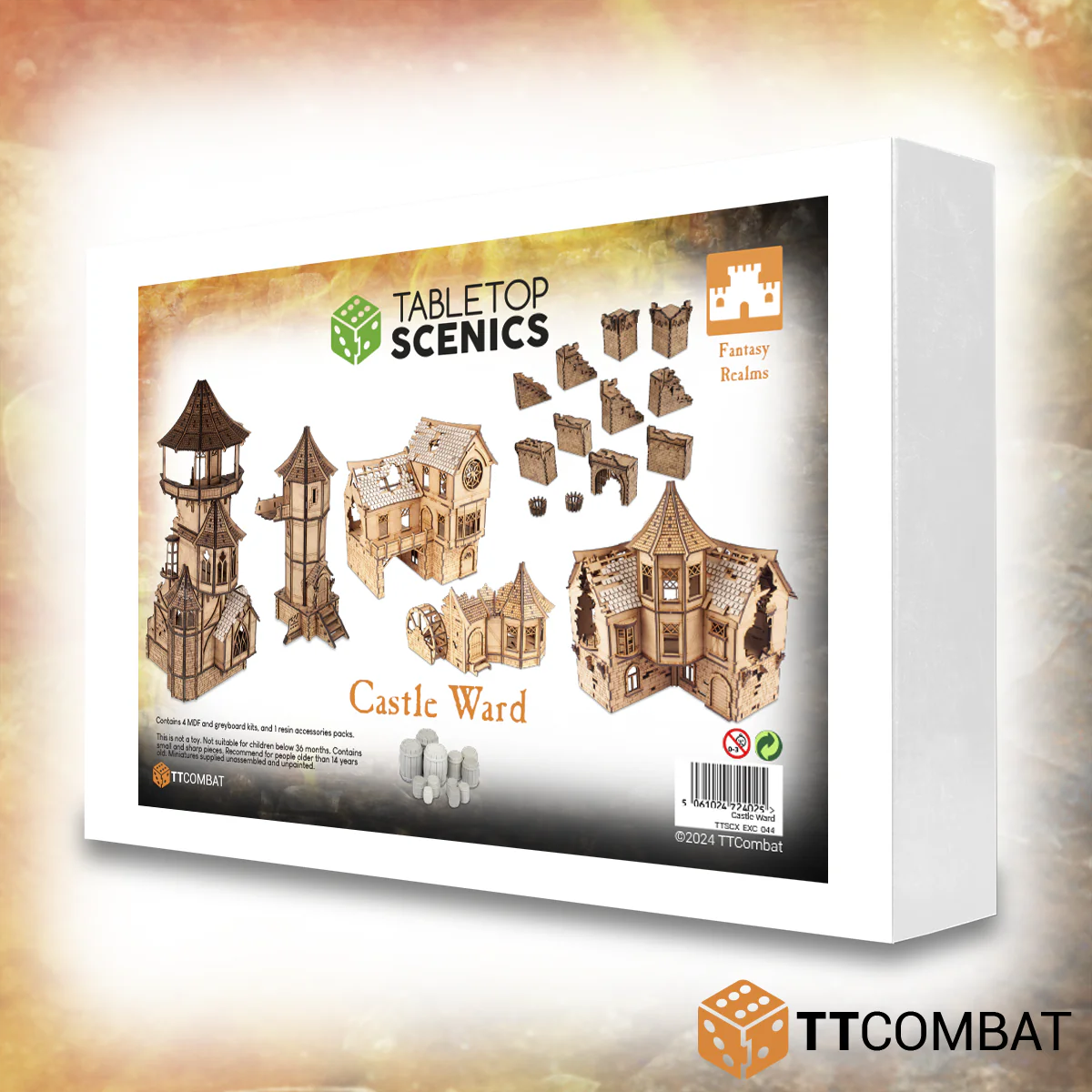 TTCOMBAT MDF Fantasy Realms Castle Ward White Box Bundle